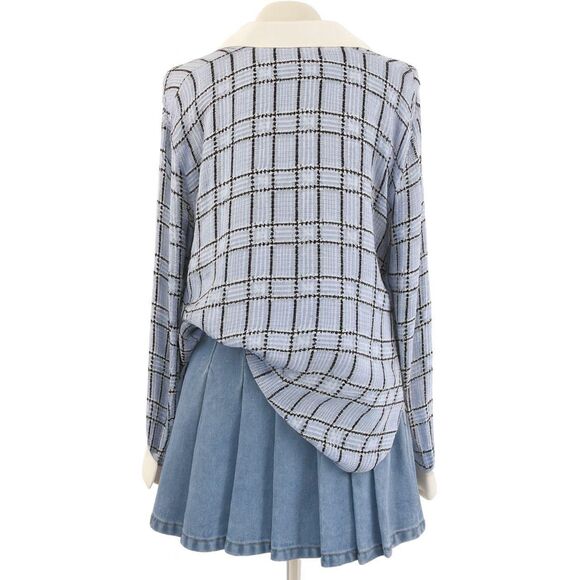 Brooks Brothers 100% Silk Blouse 14 Blue Houndstooth Old Money Coquette - Picture 2 of 4